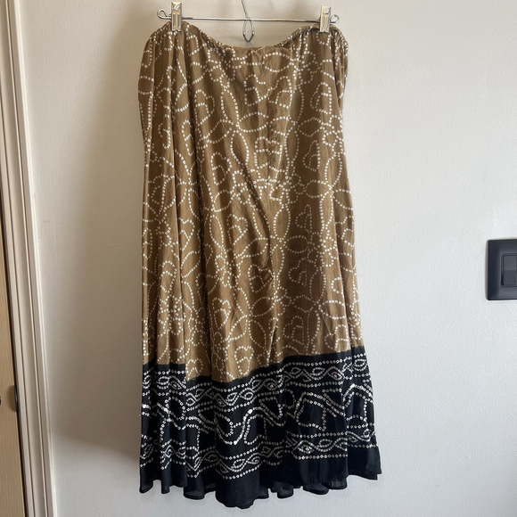 White Stag Maxi Skirt White Sequin Brown Cotton Boho Woman’s Size XL Vintage 90s - Picture 6 of 11